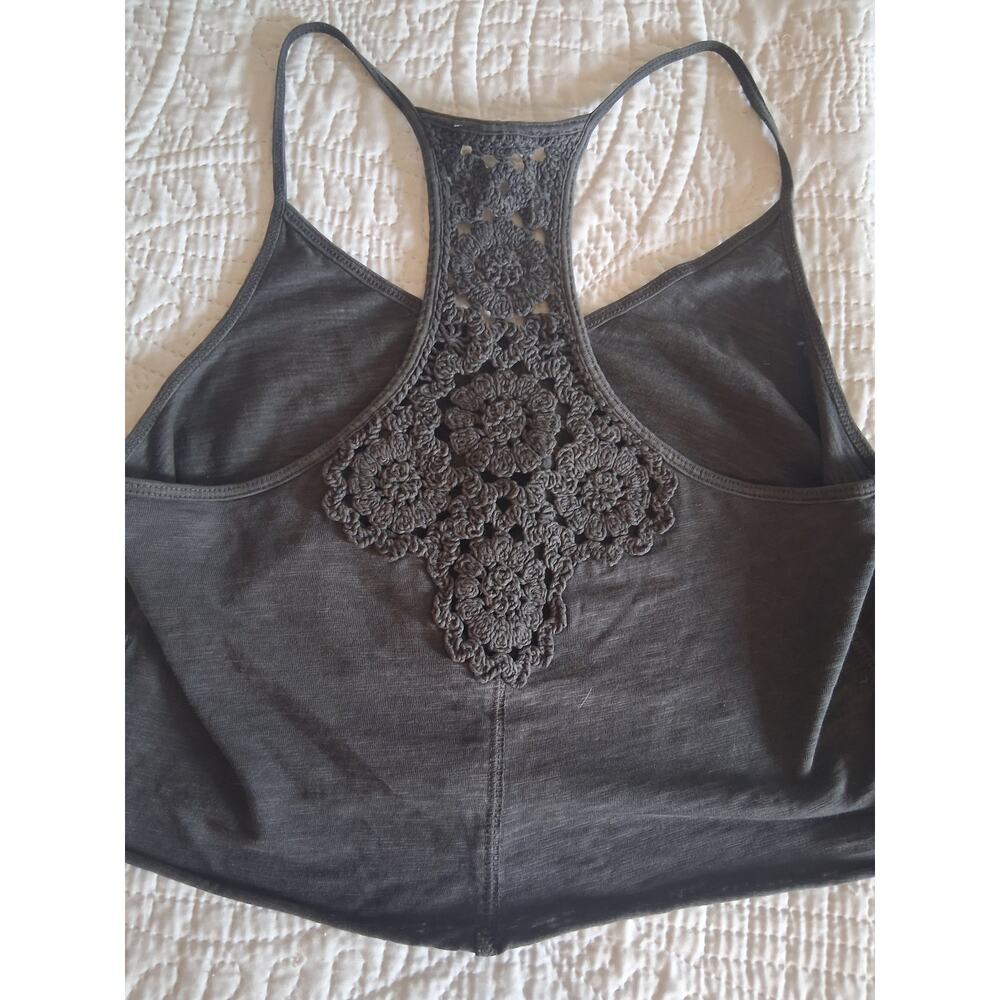 Aerie Summer House Crochet Back Cropped Tank Top Size XXS